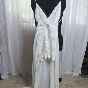 Elegant White Bridal Maxi Romper Dress